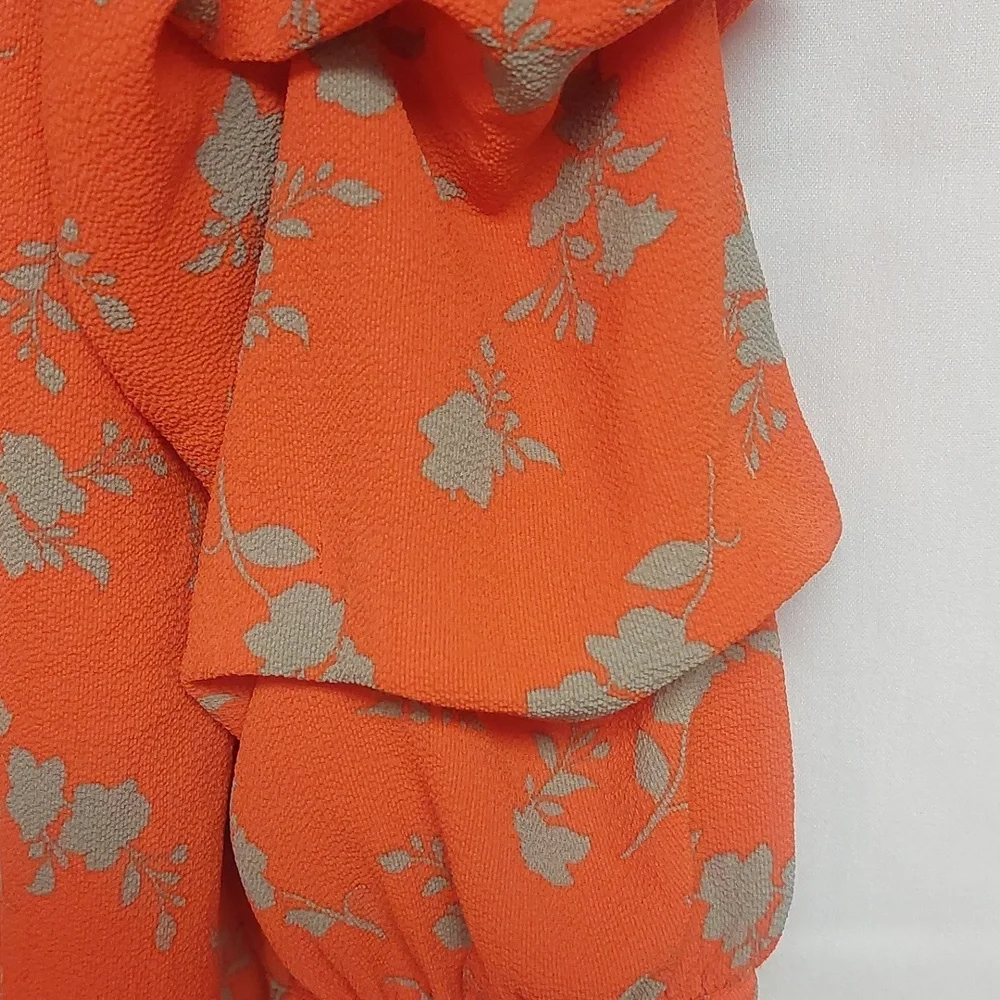 Orange and Gray Floral Blouse - Picture 3 of 3